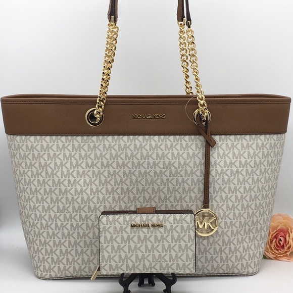MICHAEL KORS SHANIA LARGE CHAIN TOTE & WALLET SET - Picture 3 of 8